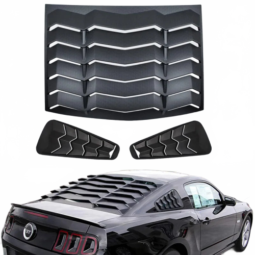 Matte Black Rear & Side Window Louvers Kit for Ford Mustang 2005-2014
