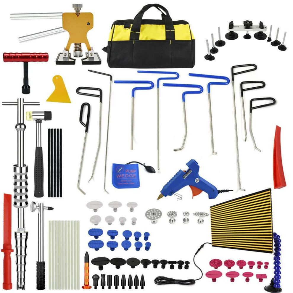 Comprehensive Paintless Dent Repair Kit: Rod Hooks, Dent Puller, Lifter, And Glue Gun For Car Dent Removal 744759082428
