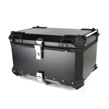 Universal Motorcycle Aluminum Rear Luggage Trunk - 55L/65L Waterproof Storage Case with Helmet Key Lock & Tail Toolbox