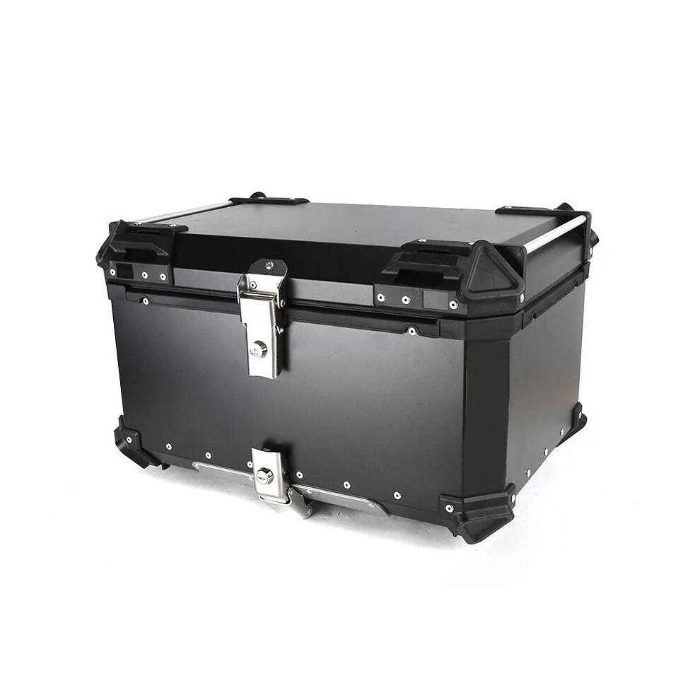 Universal Motorcycle Aluminum Rear Luggage Trunk - 55L/65L Waterproof Storage Case With Helmet Key Lock & Tail Toolbox Silver/Black 711181105193