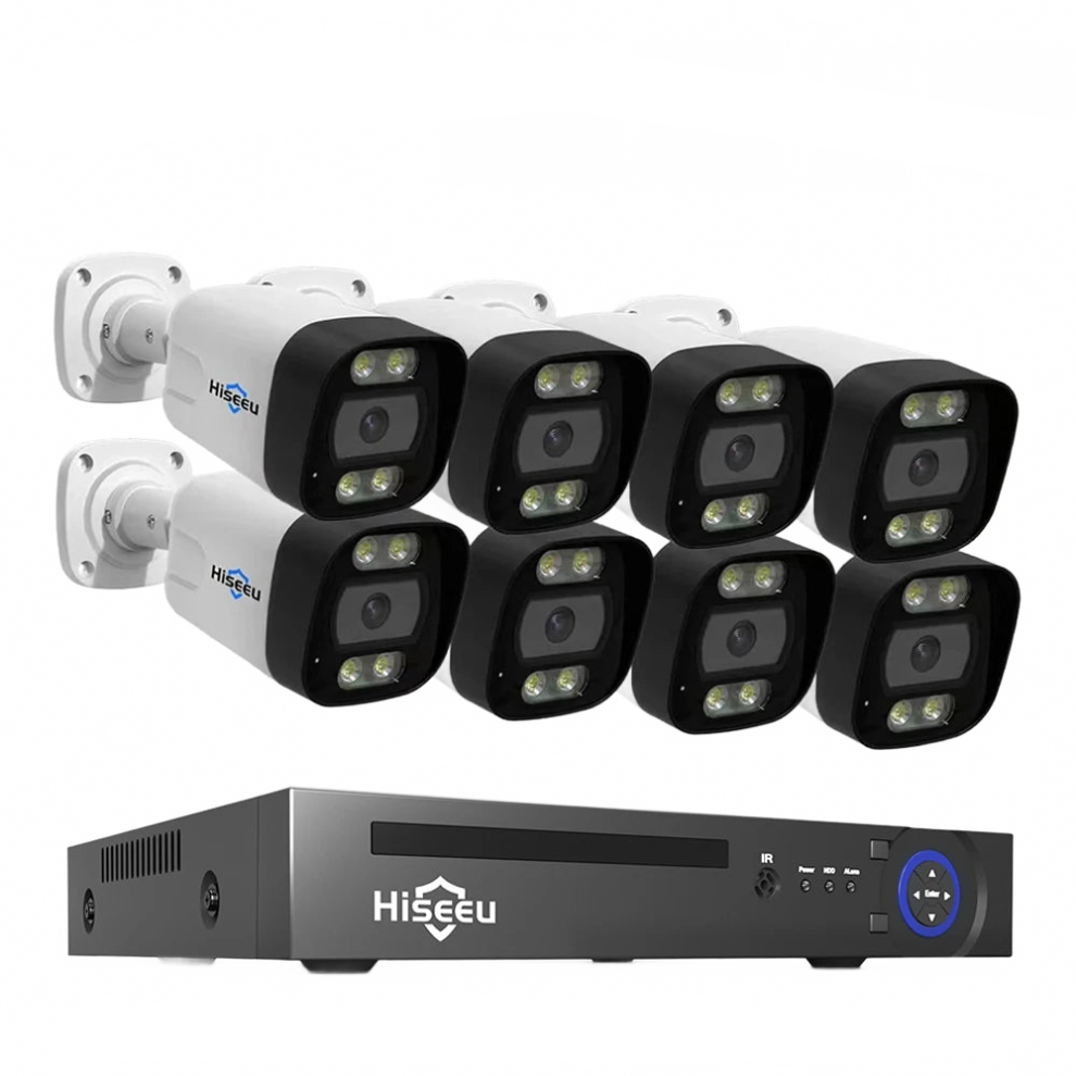 8Mp 8Ch 4K Poe Security Ip Camera System With Ai Face Detection & P2p - Hiseeu H.265 Outdoor Surveillance Kit 7445044833871