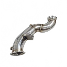 Mercedes Benz W205 C300 Polished Decat Downpipe - Catless Exhaust for LHD Models