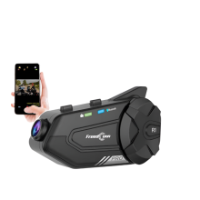 FreedConn R1 Pro Bluetooth motorhelm intercom met 1440p video, wifi dashcam, waterdicht ontwerp en intercomsysteem voor 6 rijders