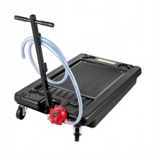 17-Gallon Low Profile Oil Drain Pan with Electric Pump & Hand Crank - Includes 8-10 Ft Hoses & 4 Casters for Oil or Antifreeze Draining