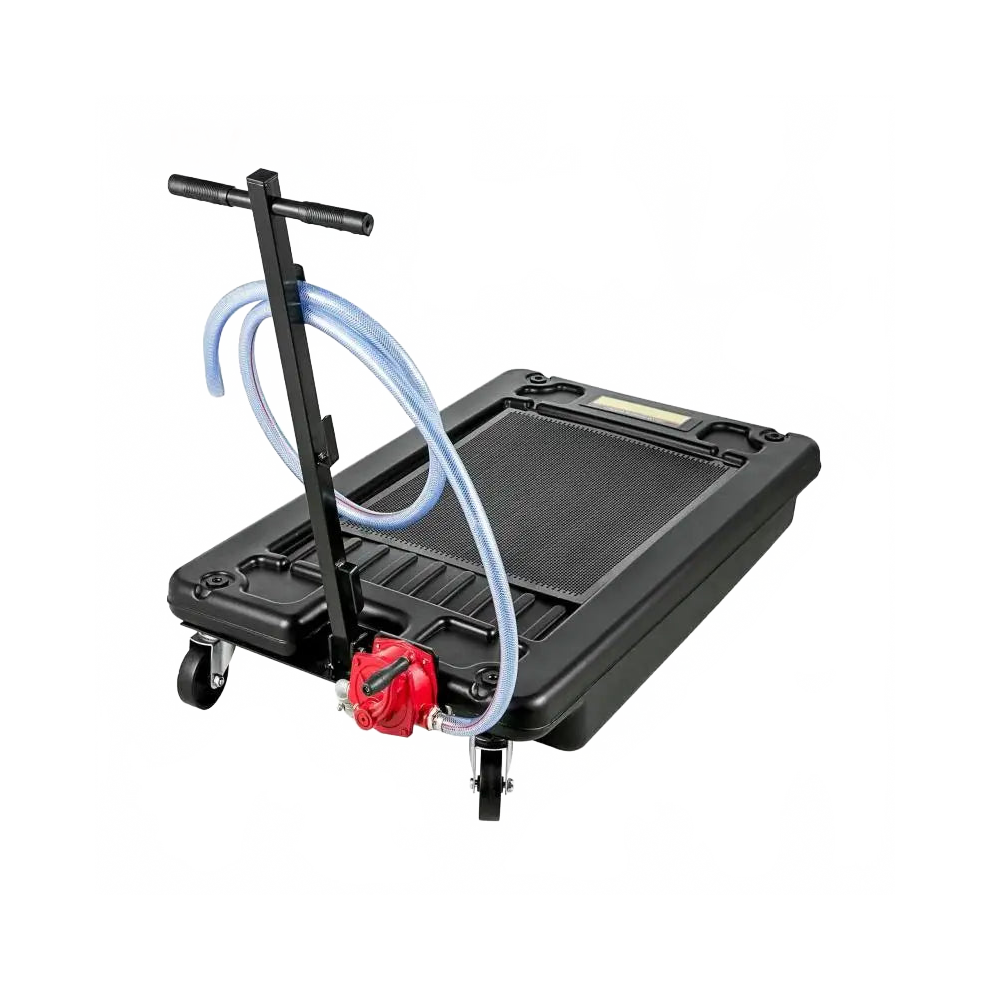 17-Gallon Low Profile Oil Drain Pan With Electric Pump & Hand Crank - Includes 8-10 Ft Hoses & 4 Casters For Oil Or Antifreeze Draining 313106916916