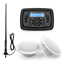 Marine Bluetooth Audio Stereo with Waterproof MP3 Player & 4-Inch Speakers - I for Boats, ATVs, Spas, and Golf Carts with FM/AM Antenna