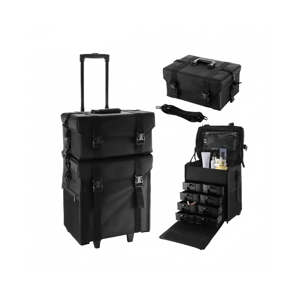 Ultimate Professional Makeup & Beauty Trolley Case - Detachable Organizer For Cosmetics, Nails, And Tattoos 7445017471437