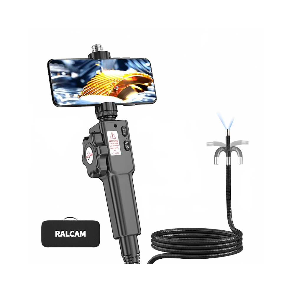 Ralcam 6.2Mm Articulating Borescope With Steerable Probe - Dual Compatibility Inspection Camera For Iphone & Android Mechanics 711181461404
