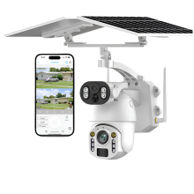 Unentngt 4K Solar-Powered CCTV Camera with 50x Optical Zoom, Dual Screen, Auto Tracking, 4G SIM & WiFi Connectivity
