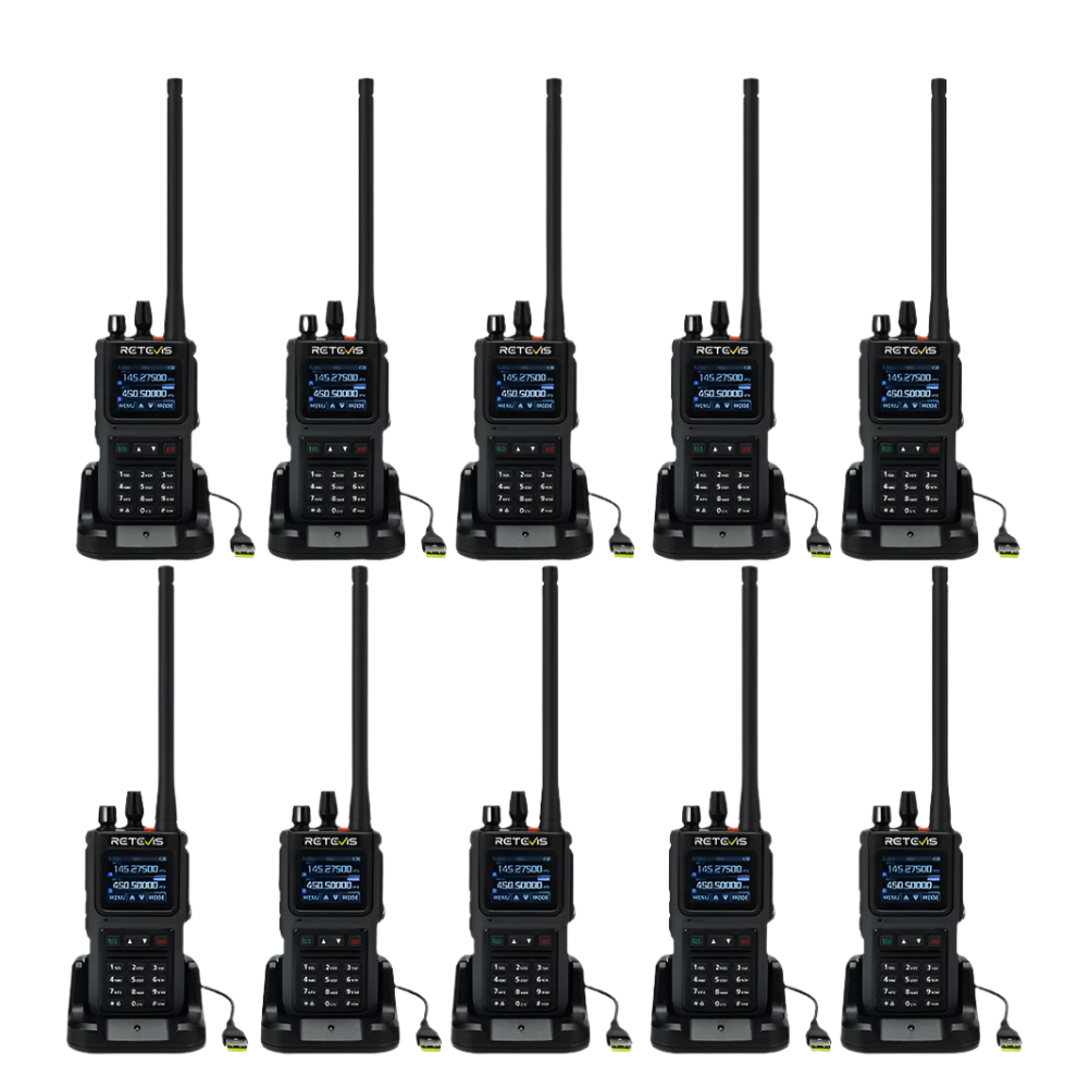 Retevis C1 10-Pack Long Range Walkie Talkies - Uhf/Vhf Portable Two-Way Radios For Camping & Amateur Use 7445020839866