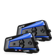 Lexin 2pcs B4FM X Motorcycle Bluetooth Intercom: Connect Up to 10 Riders with BT5.0, FM Radio, and 850mAh Battery