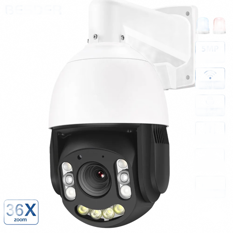 Besder 5Mp Outdoor Ptz Wifi Ip Camera With 36X Optical Zoom, Ai Human Detection, Two-Way Audio, And Cloud Support Via Icsee App 313041356396