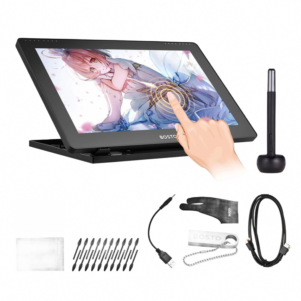 Bosto 16Hd 15.6 Ips Graphic Drawing Tablet Monitor With 8192 Pressure Levels & Rechargeable Stylus + 16Gb Usb Drive 313029916925