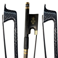 Premium 5-Piece Plaid Carbon Fiber Violin Bow Set - 4/4 Size with Black Horse Hair & Professional Gold Ebony Frog