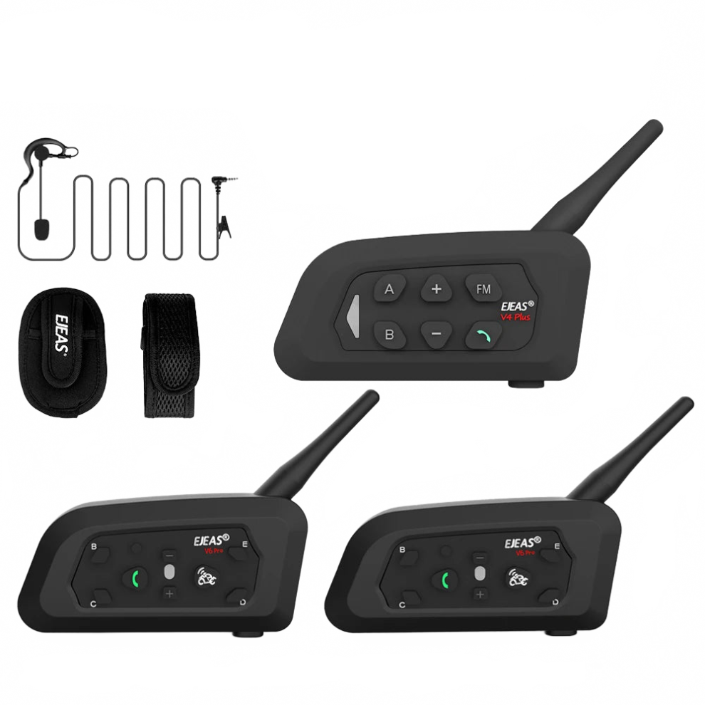 Ejeas V4 Plus & V6 Pro 3-User Bluetooth Intercom Headset For Football Referees & Coaches - 1200M Full Duplex Conference System 7445038988907