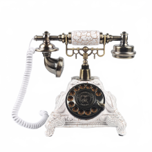 Chic wit chroom & bronsgoud telefoon: modern audio-gastenboek met vintage roulette-draaiknop voor bruiloften