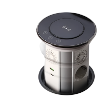 Smart Motorized Pop-Up Tabletop Outlet with USB & Wireless Charging - Compatible with EU, US, BR Standards
