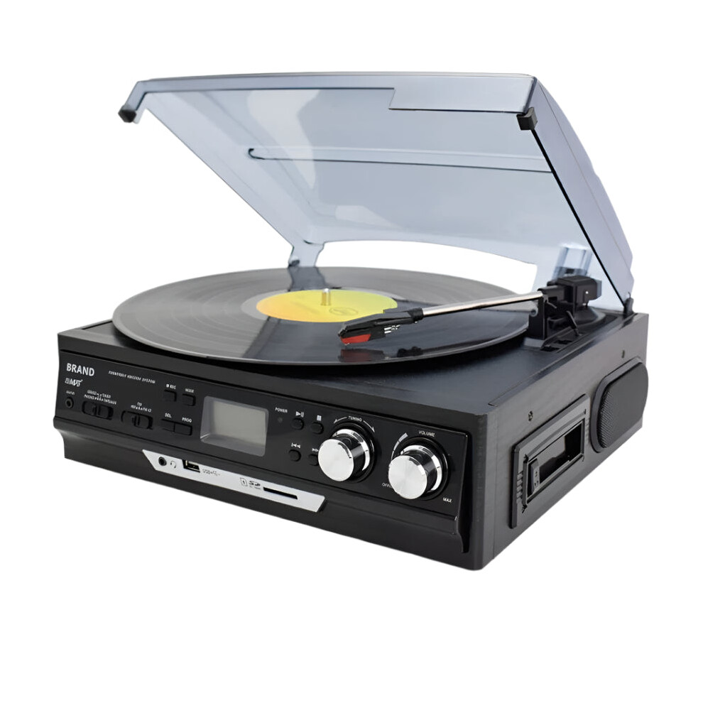 Looptone 3-Speed Bluetooth Vinyl Turntable With Built-In Speakers, Am/Fm Radio, Cassette, Usb & Sd Recorder 313116527515