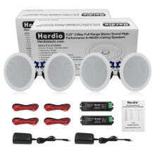 Herdio 5.25 Bluetooth Ceiling Speakers 600W - Flush Mount Stereo Sound System for Living Room, Bedroom, Bathroom, Home Theater
