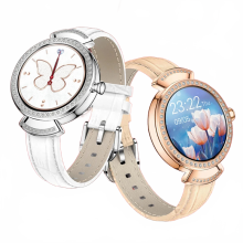 Elegant Women's Smartwatch with Heart Rate & Sleep Tracking, Menstrual Reminder, and Diamond Round Face Design