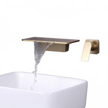 Gunmetal Wall-Mounted Waterfall Basin Faucet with Recessed Box - Brass Bathroom Mixer for Hot & Cold Water