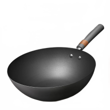Supor 32cm Cast Iron Non-Stick Wok with Lid - No Coating, Gas Stove Compatible Cookware