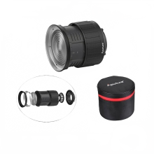 Aputure Fresnel 2X lichtmodifier voor LS C120D II: ontwerp met dubbele lens, 12-40 graden verstelbare bundel en Bowen-vatting