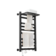Sleek Black Electric Heated Towel Rack - Smart Bathroom Thermal Radiator & Cloth Dryer