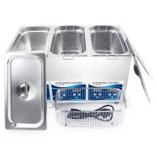 Triple-Tank 6.5L Ultrasonic Cleaner with Custom Digital Controls - 40kHz Industrial Transducer Washer