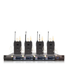 UHF 4-Channel Wireless Headset & Lavalier Microphone System for Church, Karaoke & Studio Recording