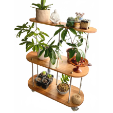 Elegant Multi-Tier Solid Wood Flower Stand with Universal Wheels for Living Room & Balcony