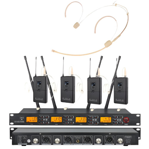 Professional UHF Wireless Headset Microphone System - 4 Channel, 640-690MHz Frequency, Includes UR4000 Head Mic