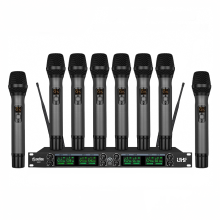 UHF 8-Channel Wireless Microphone Set - Dynamic Handheld Professional Cordless Mics for Church & Karaoke