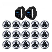 Restaurant Pager System with 15 Table Call Buttons & 2 Watch Receivers - Wireless Waiter Calling Solution for Hotels & Restaurants