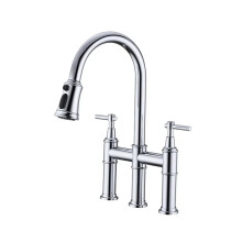 Elegant Gold Pull-Down Kitchen Faucet with Dual Spray Functionality