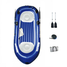 3-Person Inflatable Kayak Boat - 225kg Max Load PVC Fishing Raft with Paddle, Foot Pump, Storage Bag, and Cushion