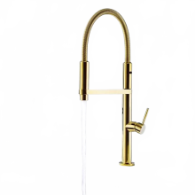 Sleek Gold & Black Brass Kitchen Faucet with Foldable Pull-Down and Pull-Out Spout, Hot & Cold Water Mixer Tap