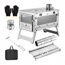 Ultralight Stainless Steel Portable Camping Stove with Chimney - Folding Firewood Tent Heater & Outdoor Brazier