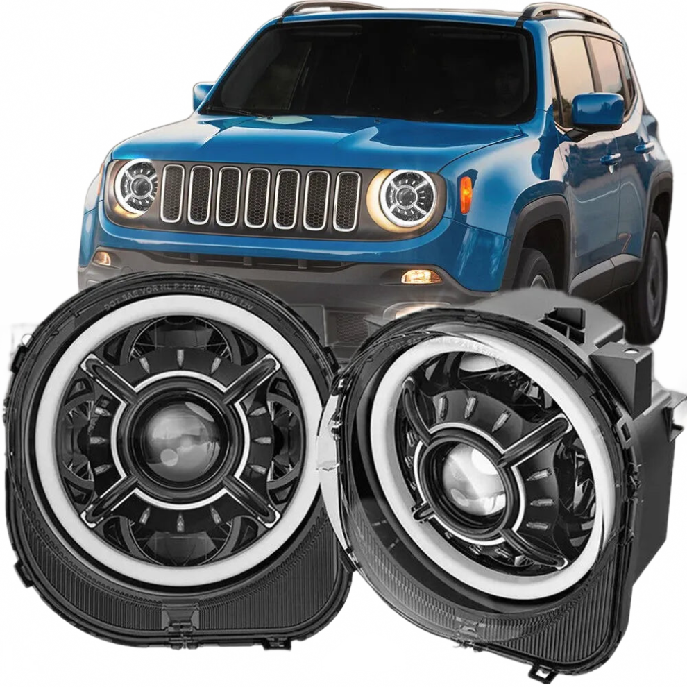 Plug & Play Led Halo Headlights For Jeep Renegade 2015-2021 - Drl Front Assembly White/Light 313055222250