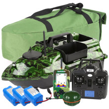 Advanced 500m GPS RC Fishing Bait Boat with LCD Fishfinder, Sonar Sensor, Carry Bag, Spare Batteries, and 3 Catapult Hoppers