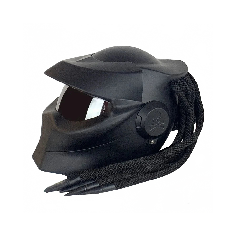 Predator Style Iron Blood Warrior Motorcycle Helmet With Customizable Braid - Electric Motorbike Casco De Moto 313055025073