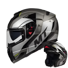 Spain MT Men's Motorcycle Helmet with DOT & ECE Certification - Flip-Up Design, Dual Lens, Max Vision, Low Noise Motocross Cap