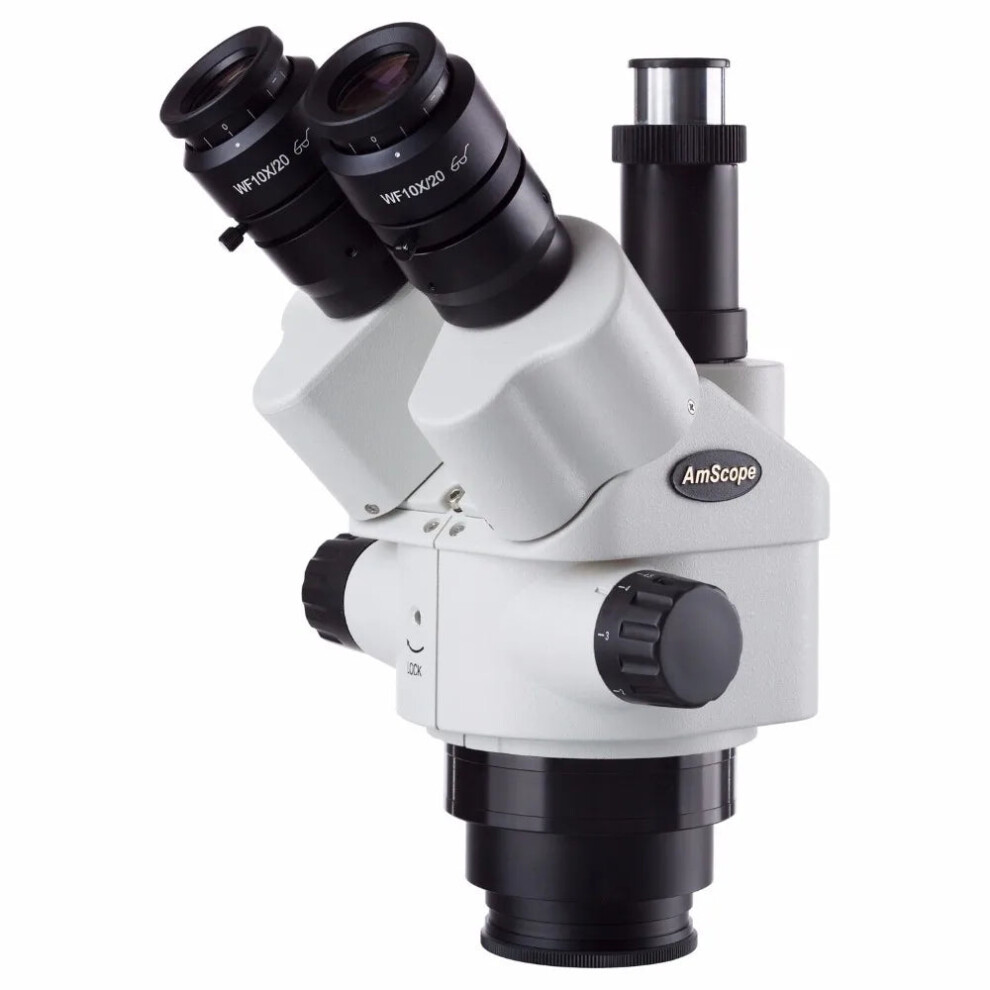 Simul-Focal Trinocular Zoom Stereo Microscope Head, 7X-45X Magnification By Amscope 711181253504