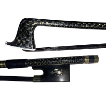 Premium 5-Piece Set: Gold Silk Carbon Fiber Violin Bows with Ebony Frog & Black Horsehair