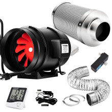 4-Inch 190 CFM Inline Fan Ventilation Kit with Speed Controller, Carbon Filter, and 8-Foot Ducting for Grow Tents