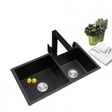 Handmade Black Double Groove Kitchen Sink - 304 Stainless Steel Seamless Welding Vegetable Washing Basin