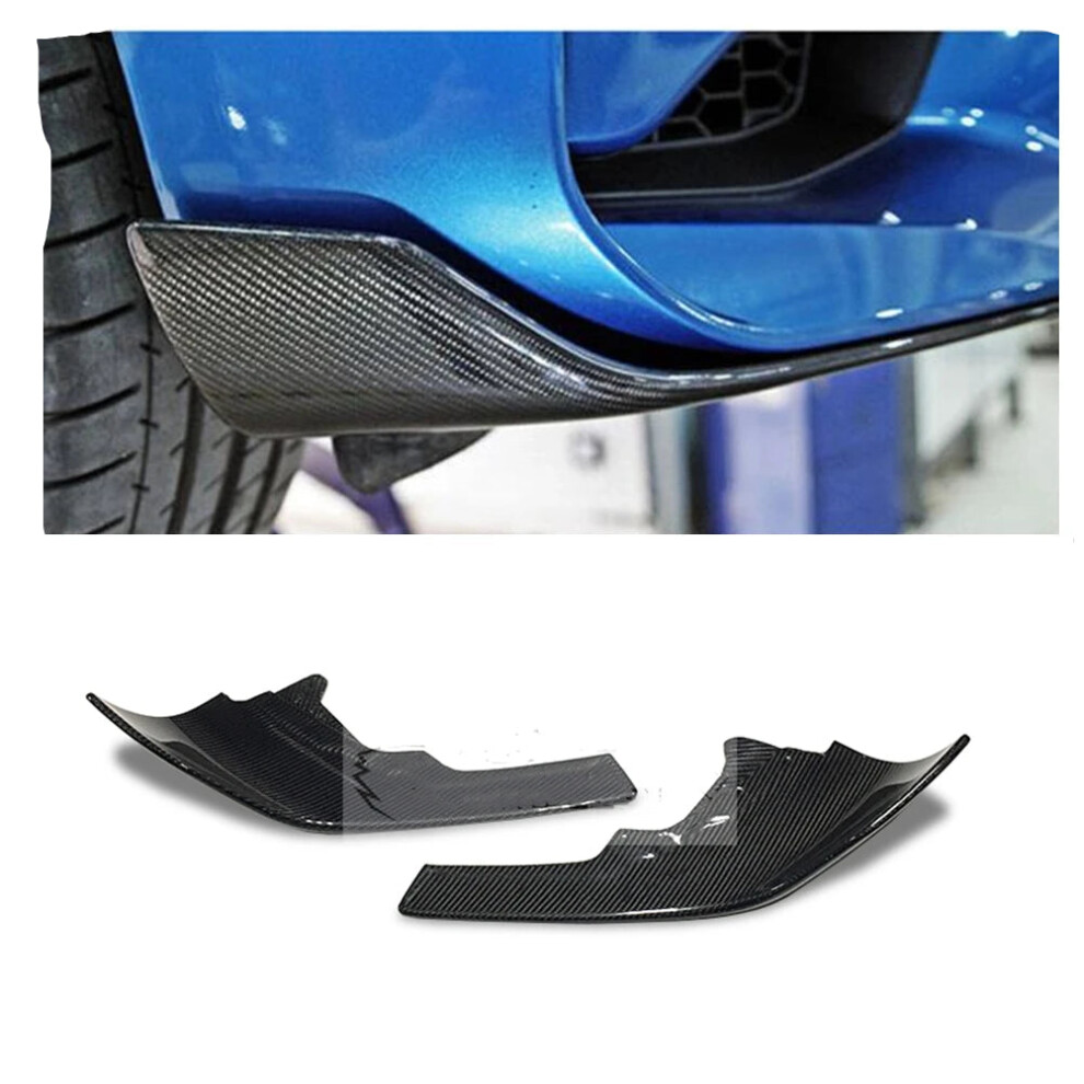 BMW F87 M2 Coupe Carbon Fiber Front Bumper Side Splitter Cover Kit (2016-2019) - Air Vent Lower Spoiler Lip Corner Guard