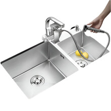 Brushed Stainless Steel Double Bowl Undermount Kitchen Sink for Home Improvement