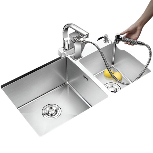Brushed Stainless Steel Double Bowl Undermount Kitchen Sink for Home Improvement