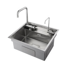 Concealed Black Stainless Steel Bar Sink with Clean Water Tap for Modern Kitchens